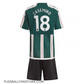 Manchester United Casemiro #18 Replik Auswärtstrikot Kinder 2023-24 Kurzarm (+ Kurze Hosen)